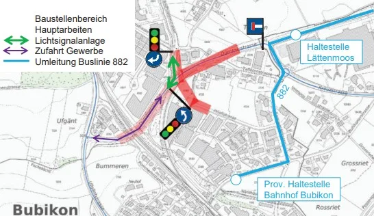 Die erste Bauphase dauert bis Mitte August 2025. Ab dem 24. März beginnen die Bauarbeiten an der Dürntnerstrasse.